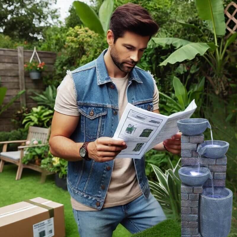 Dekorační fontána v kamenném a elegantním stylu